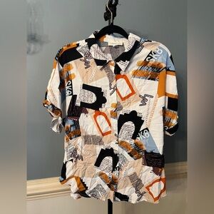 Sunburst kiss Graphic Print Men's Shirt skater‎ Y2K large